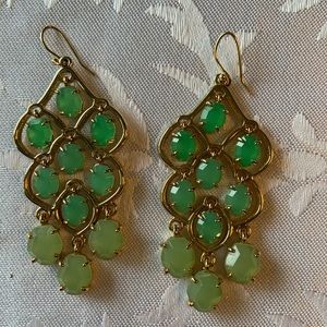 Stella & Dot Green/Gold Chandelier Earrings